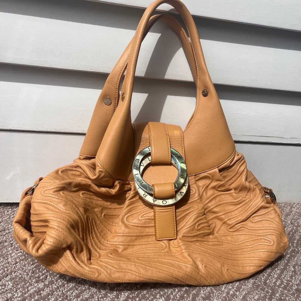 Bvlgari leather Chandra hobo bag- beige